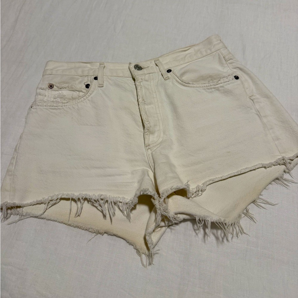 Agolde Off White Parker Denim Shorts
